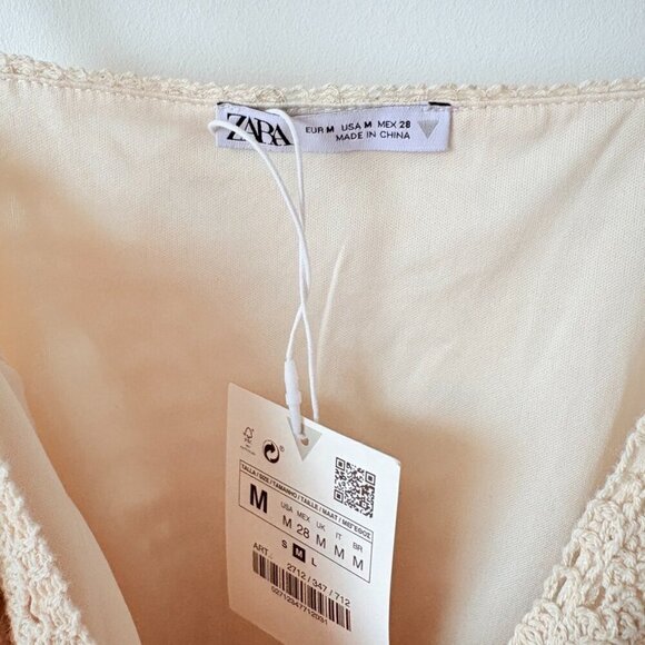 Zara Short Crochet Jumpsuit Romper Cream NWT Size Medium - Picture 11 of 12
